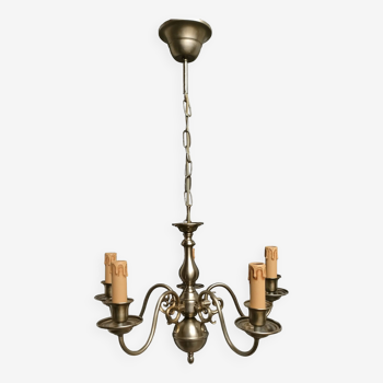 Flemish style chandelier 5 lights - Brushed gray brass - Lumalux (Lucien Gau) - 21st century