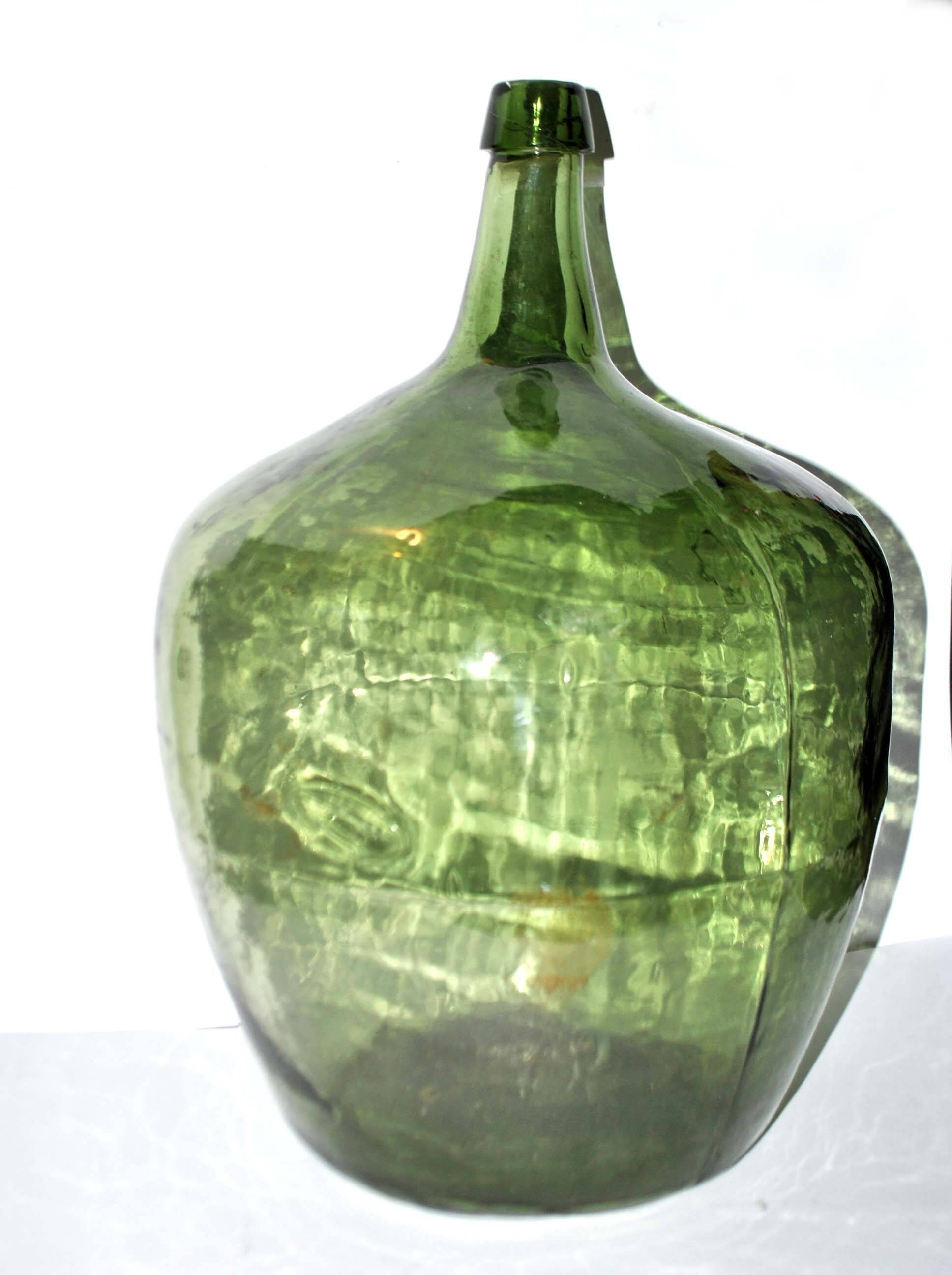 Large demijohn carboy 25l green glass bottle h52cm