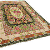 Tapisserie vintage nouée à la main noir kilim 214 cm x 356 cm - 23281