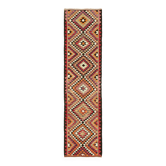 Turkish Handwoven Vintage Herki Kilim 90 cm x 332 cm