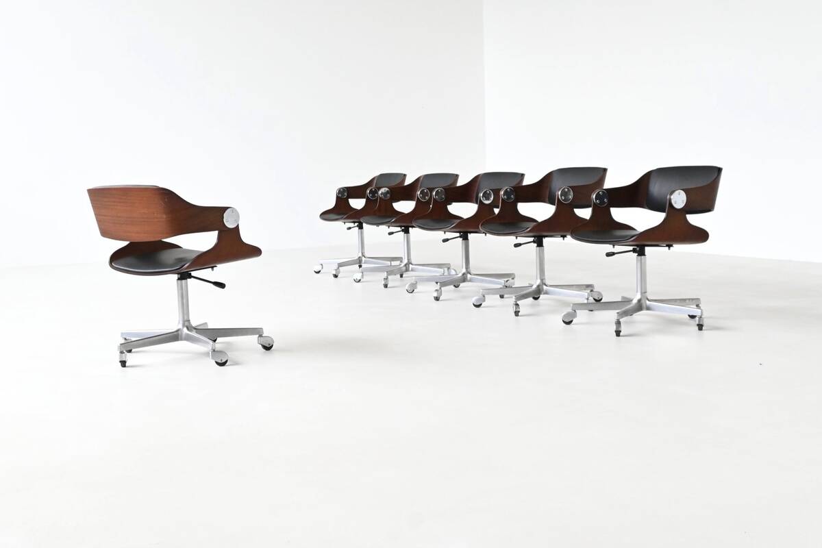 Eugen Schmidt set of six dining or conference chairs in teak Germany 1965