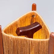 Temde tripod floor lamp in sisal and teak, Switzerland, 1960