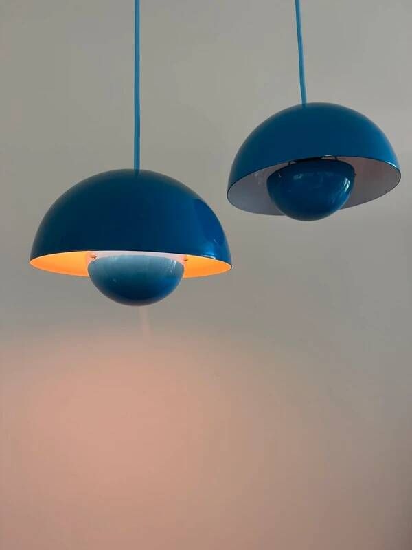 Vintage set of 2 Louis Poulsen Flowerpot - Verner Panton - Danish design lamps