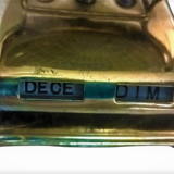 Perpetual calendar swallow in patinated regulation on black marble base ~ 50s