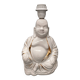 Seated Buddha lamp base ~ glazed and gold white ceramic ~ 80s