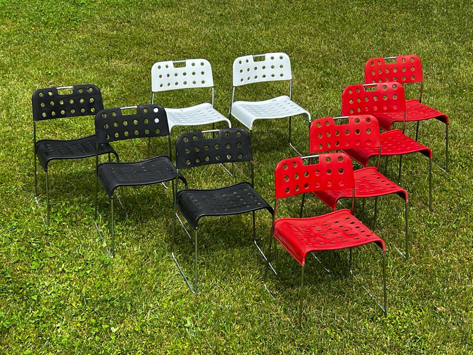 Set of 9 stacking chairs, Omstak model by Rodney Kinsman for Bieffeplast, 1960