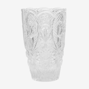 Czech chiseled bohemian crystal vase 1950