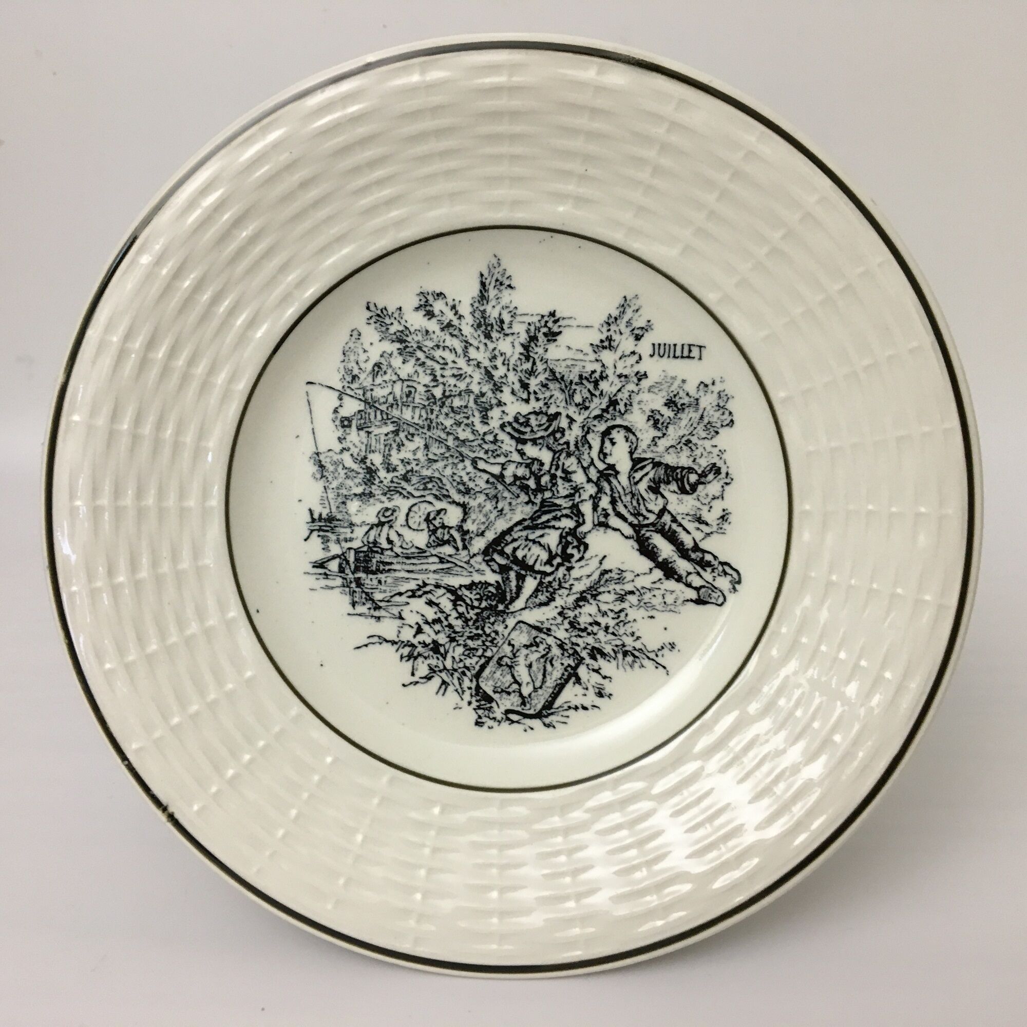 Set Of 6 Dessert Plates Representing 6 Months Of The Year. "Digoin Sarreguemines"