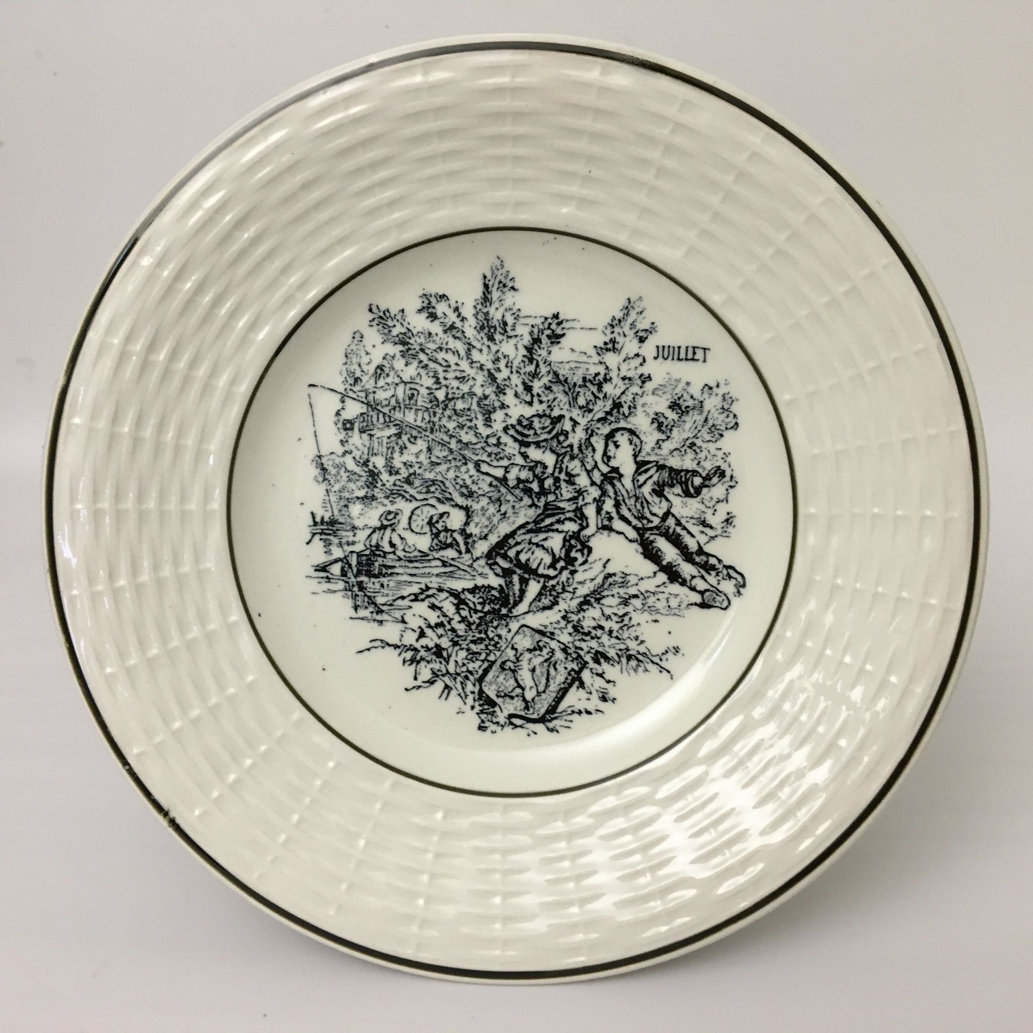 Set Of 6 Dessert Plates Representing 6 Months Of The Year. "Digoin Sarreguemines"