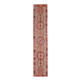 Tapis couloir vintage turc Oushak fait main en laine et coton rouge 70x354 des années 1970