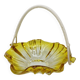 Vintage amber glass pocket basket with scoubidou handle – 1960s