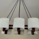 Teak chandelier and vintage design wall lamp 60 years