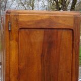 Narrow Art Deco sideboard in light walnut with gray marble top