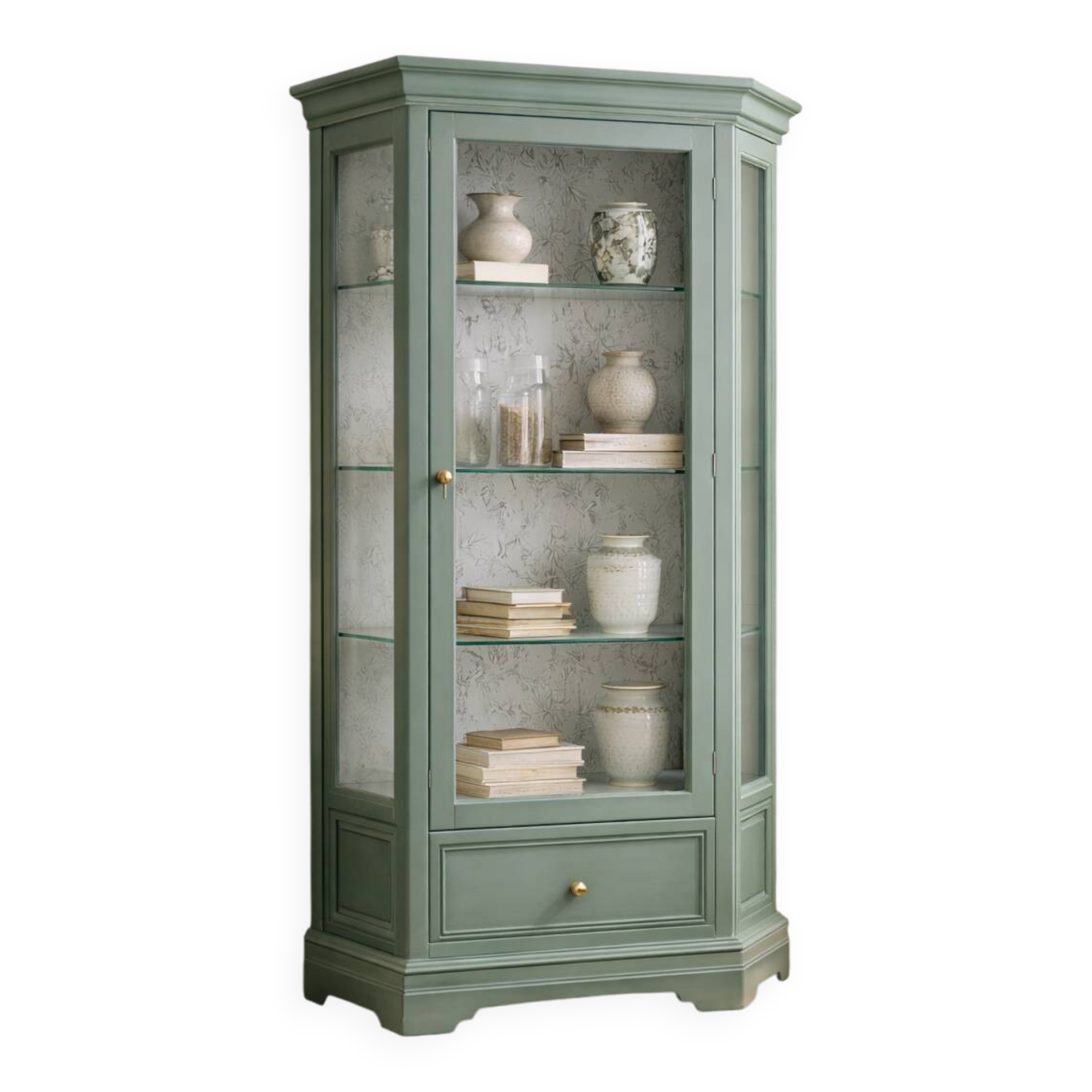 Bronze green display cabinet bookshelf