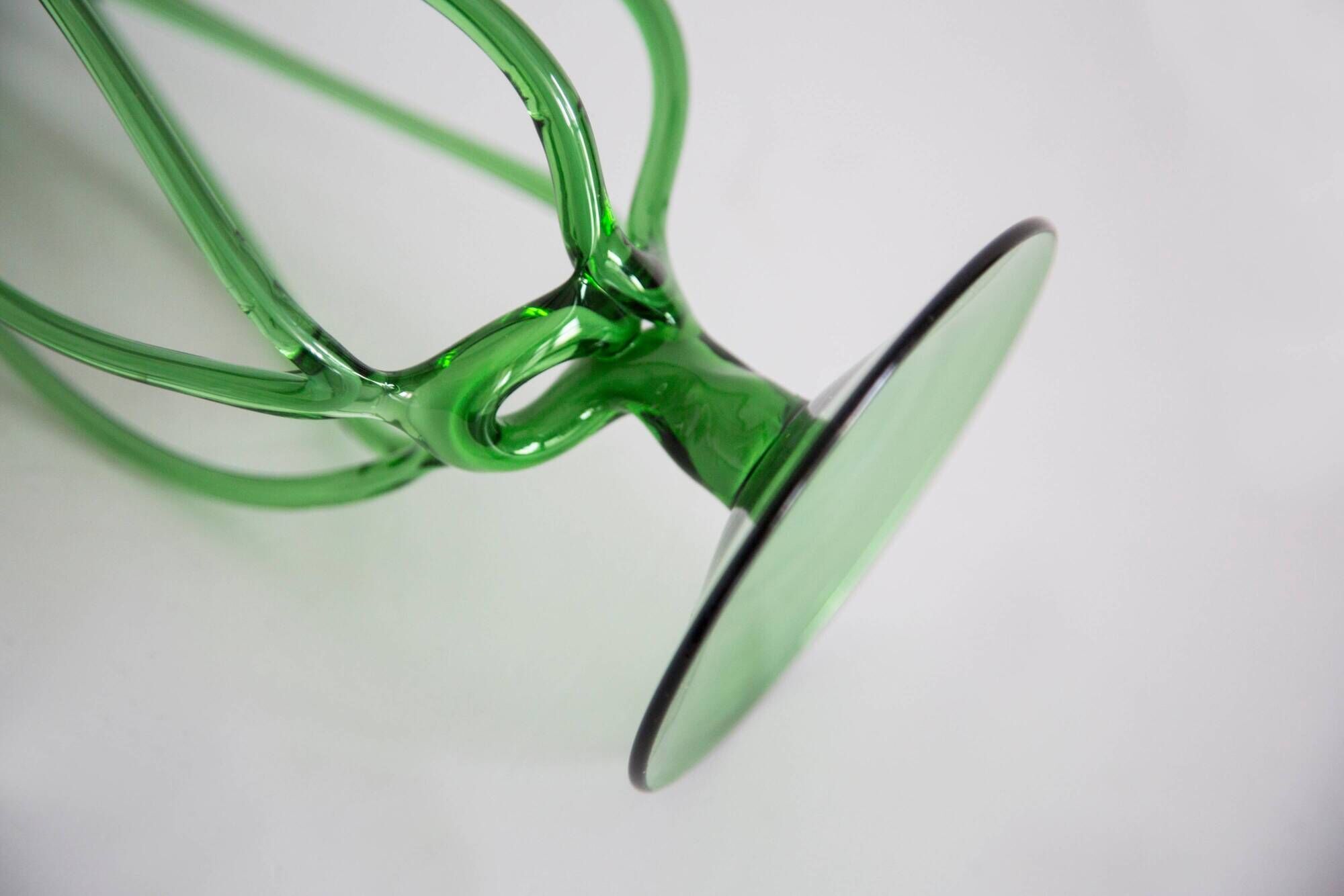 Vintage artistic green vase from the mid-century, Poland, Europe, 1970s.