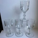Set of 4 crystal wine glasses engraved 40-50 years