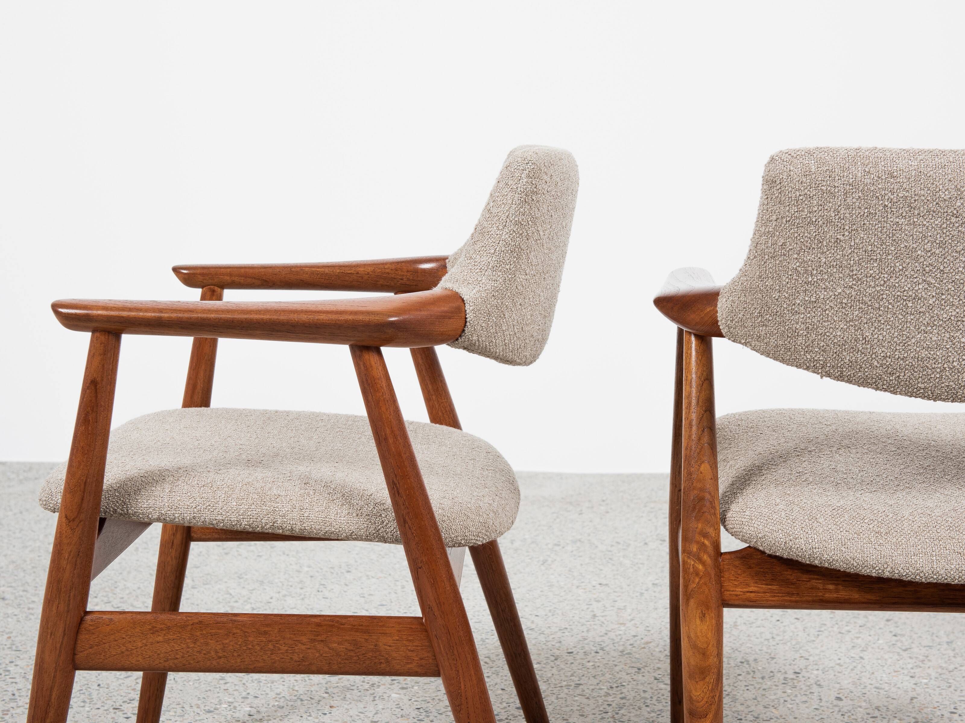 Midcentury Danish pair of chairs in teak by Erik Kirkegaard for Glostrup 1960s