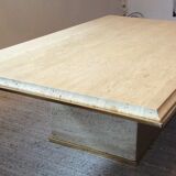 Travertine and brass coffee table by Fedam from the 70s