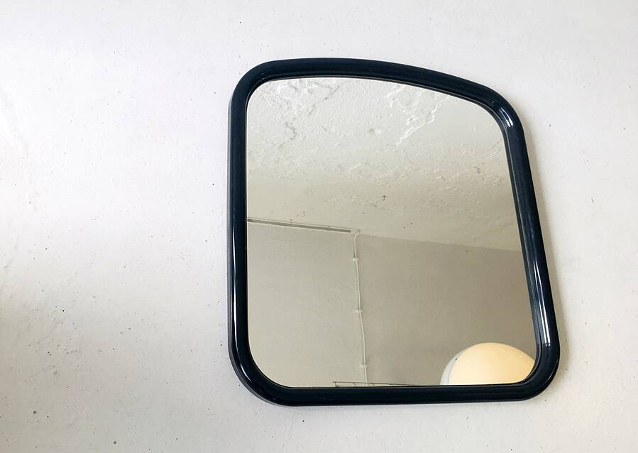 Vintage mirror with black plastic frame, 1970s