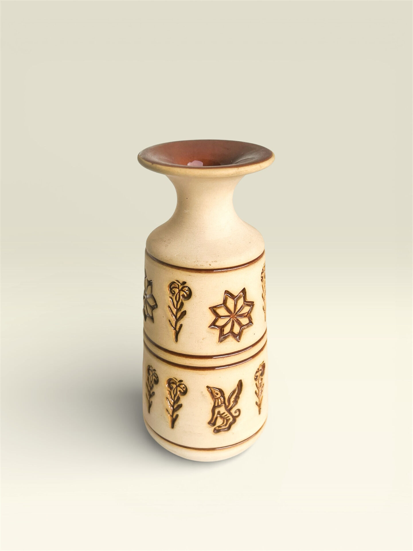 Vintage West Germany Vase in Brutalist and Folkloric Style