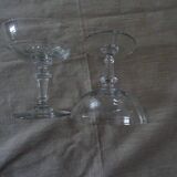Pair of old champagne glasses crystal faceted louis Philippe