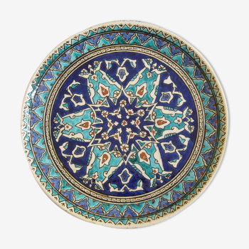 Assiette orientale tons bleus et turquoise