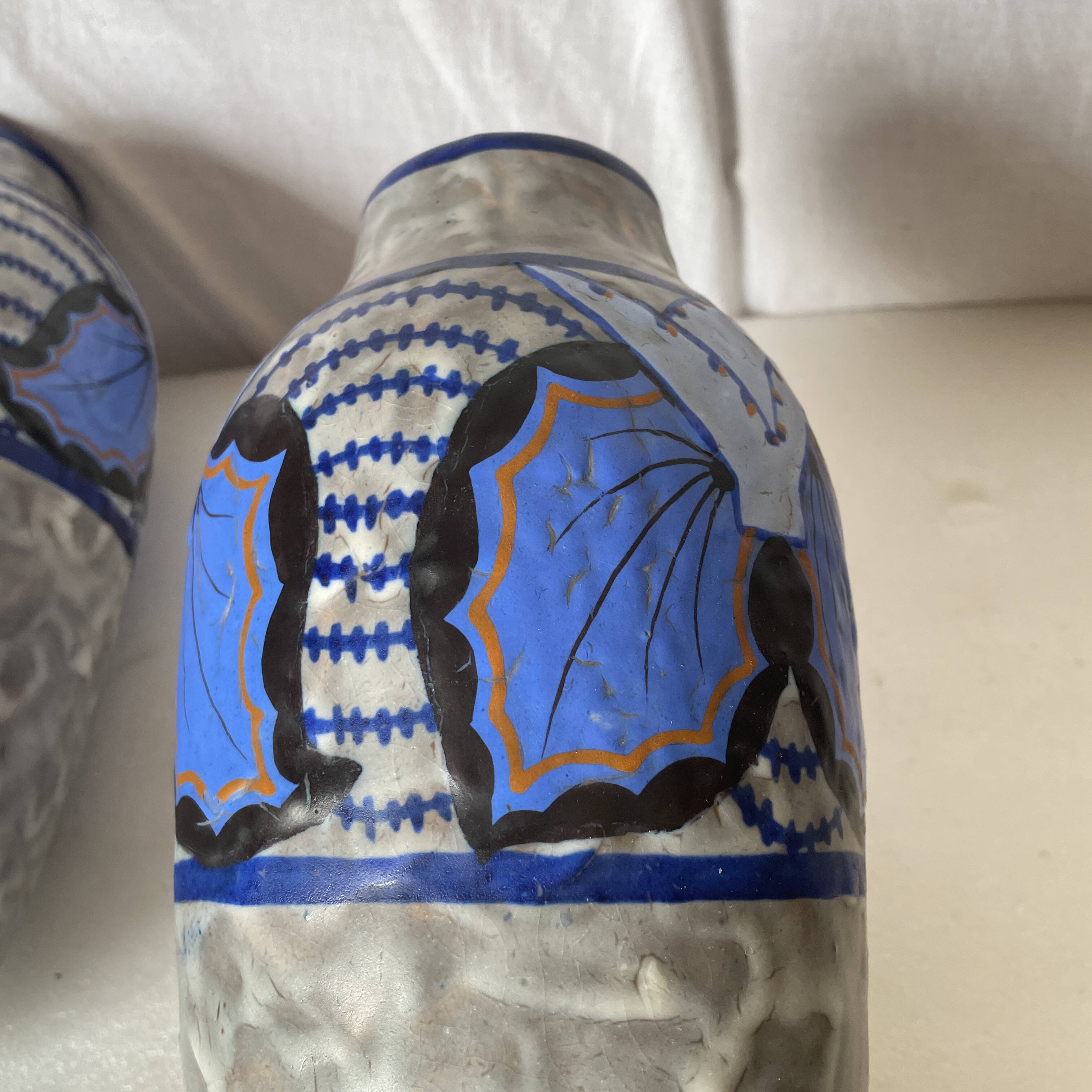 Pair of Papillon vases by Louis Dage art deco