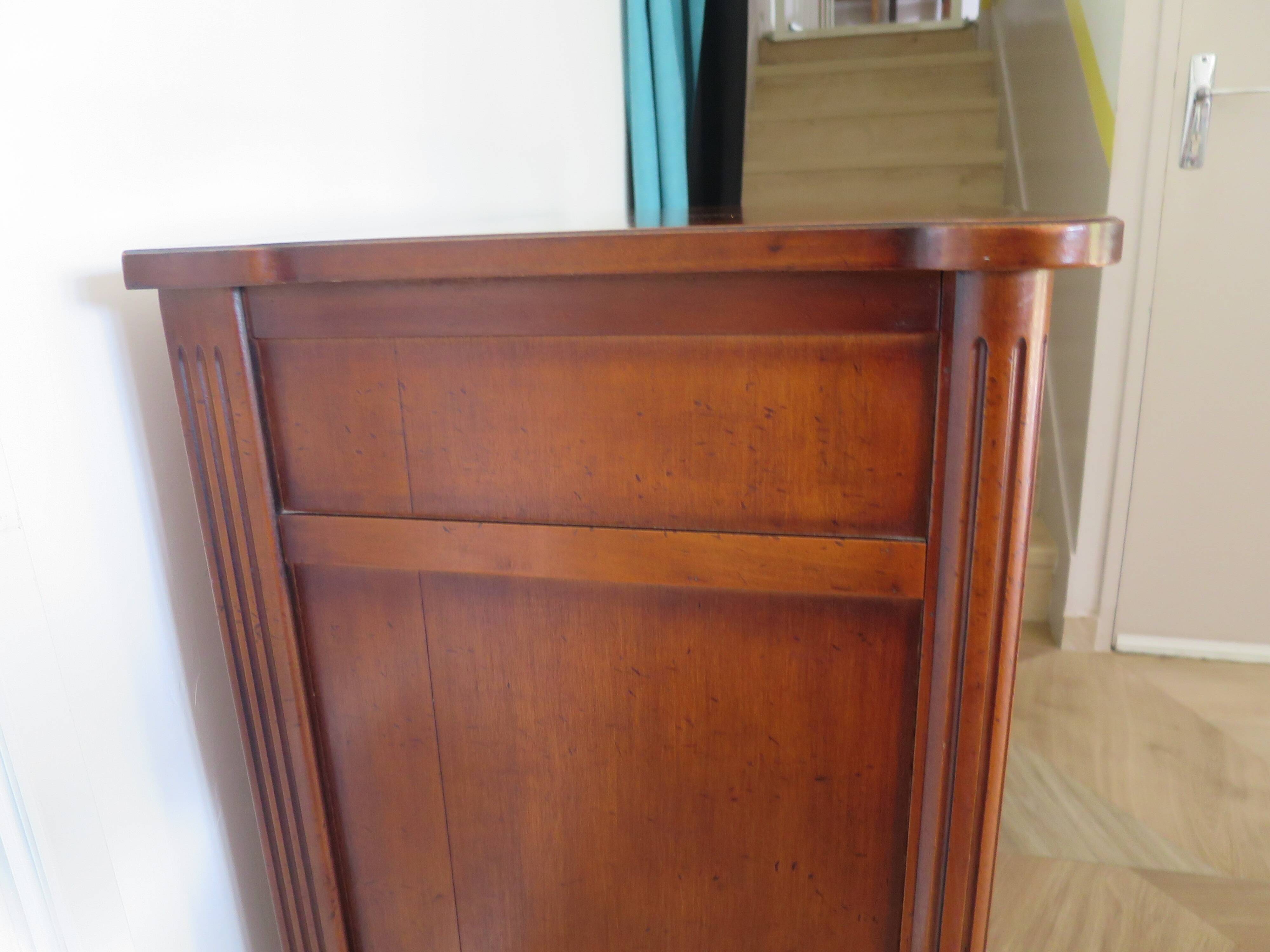 Louis XVI-style sideboard - 1 drawer - fluted legs - mahogany - solid wood