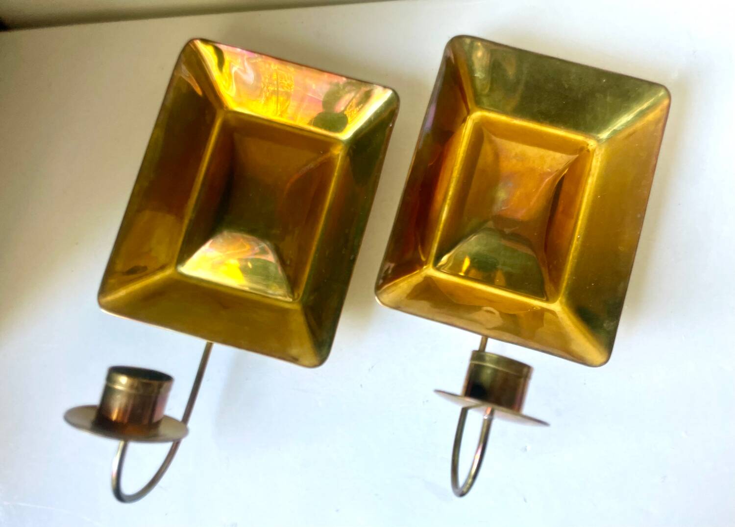 Pair Vintage Brass Wall Candle holder  Sconce  height 24 cm