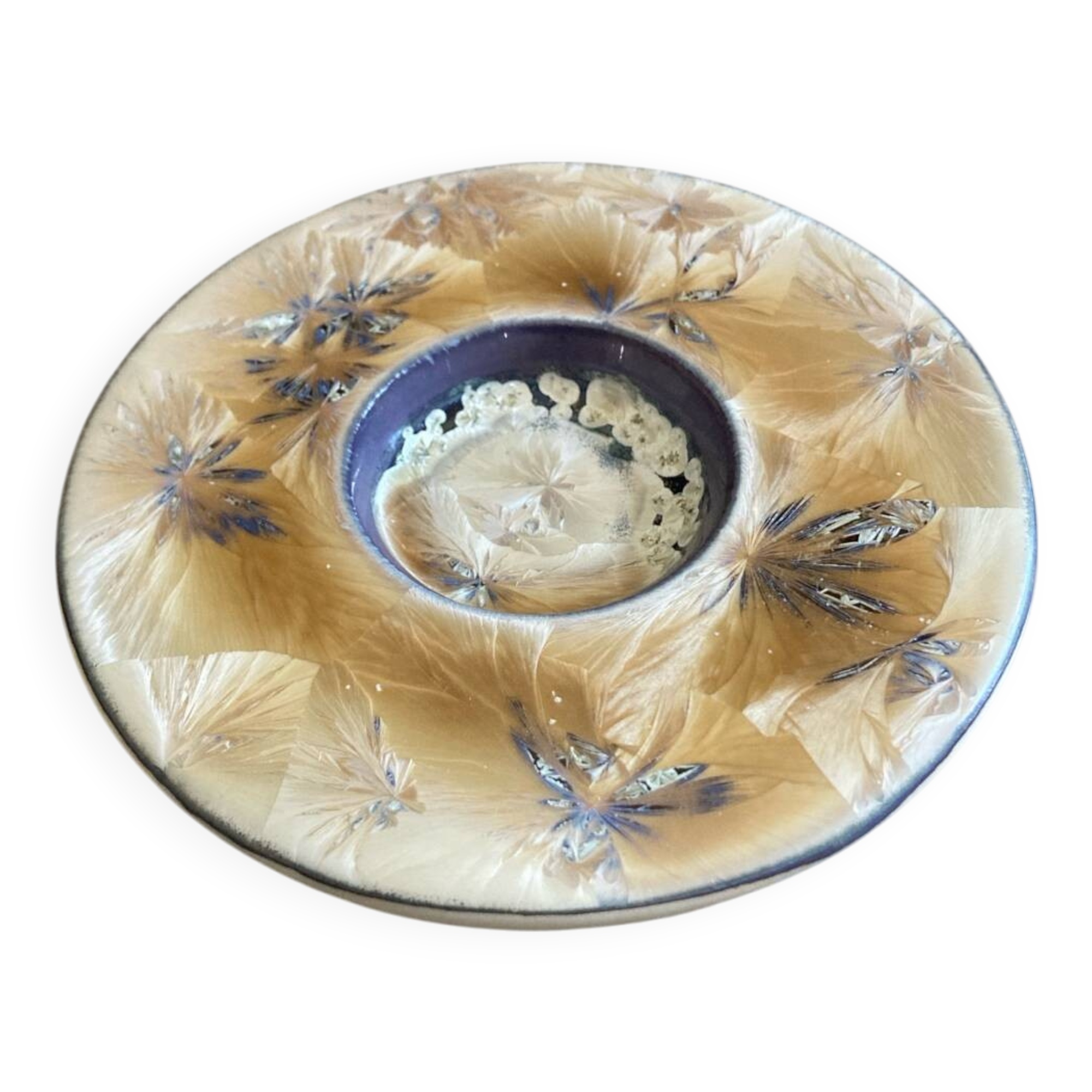 Ceramic candle holder in crystalline glaze