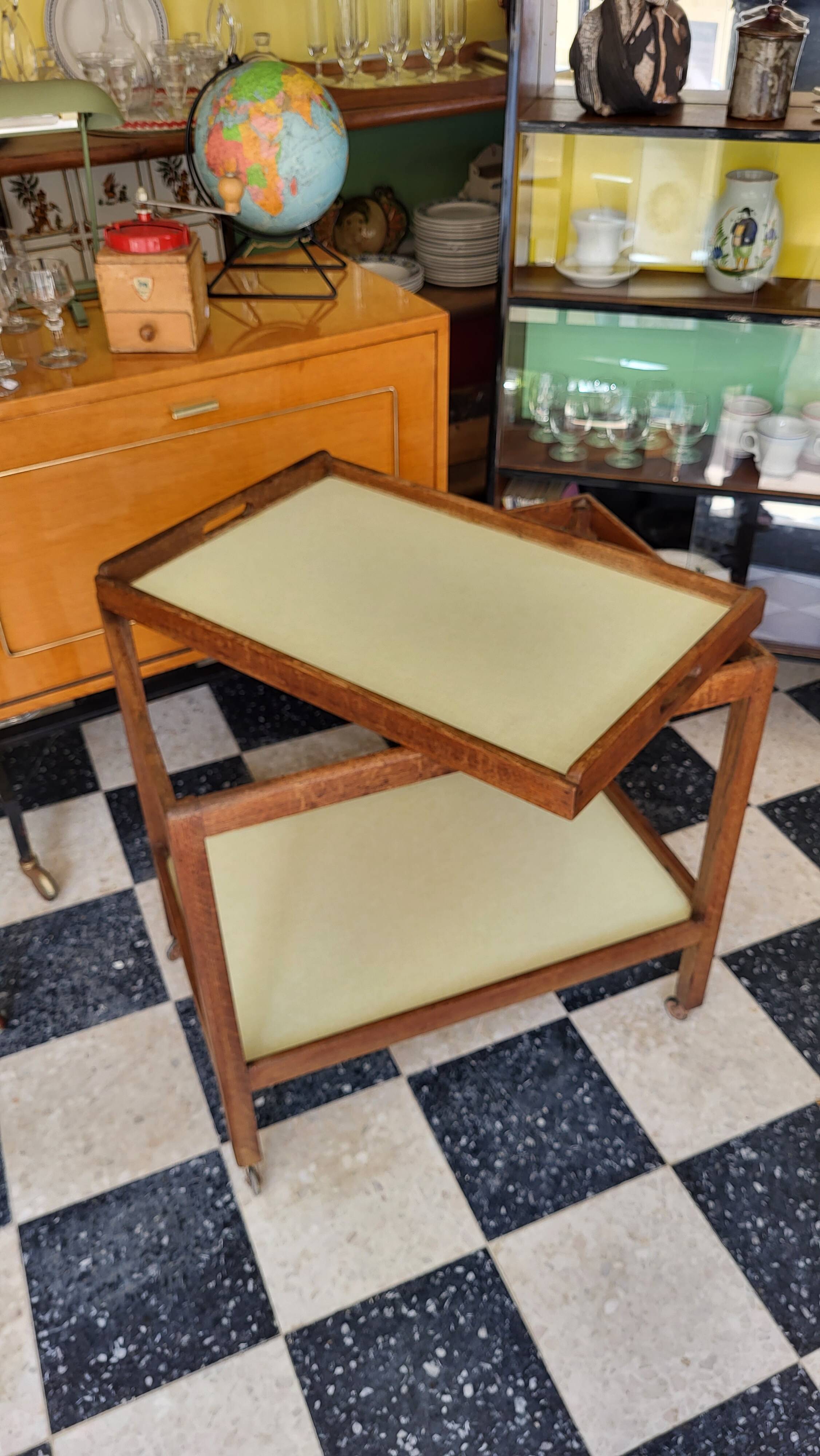 Service table wood & formica 50s