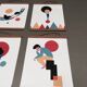 Ensemble de 6 affiches en cuir et teck design scandinave