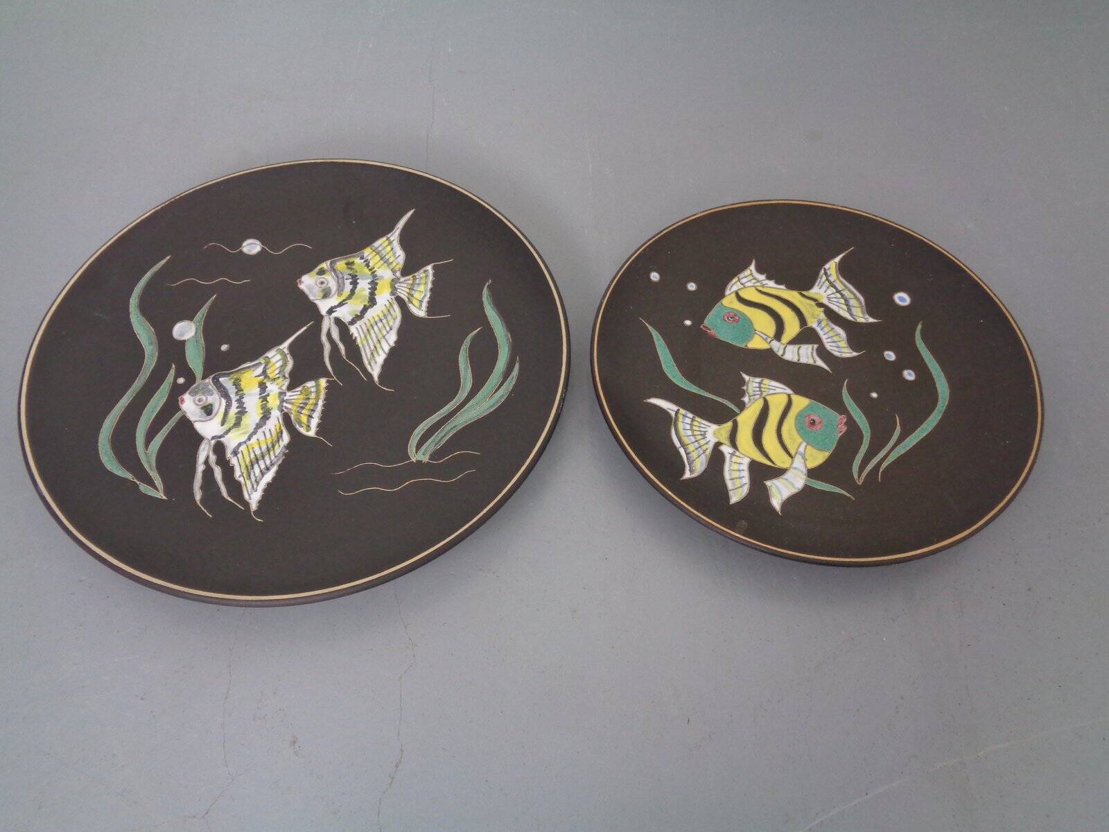Vintage 717 Ceramic Plates with Fish from Ruscha, 1970s, Set of 2