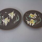 Vintage 717 Ceramic Plates with Fish from Ruscha, 1970s, Set of 2