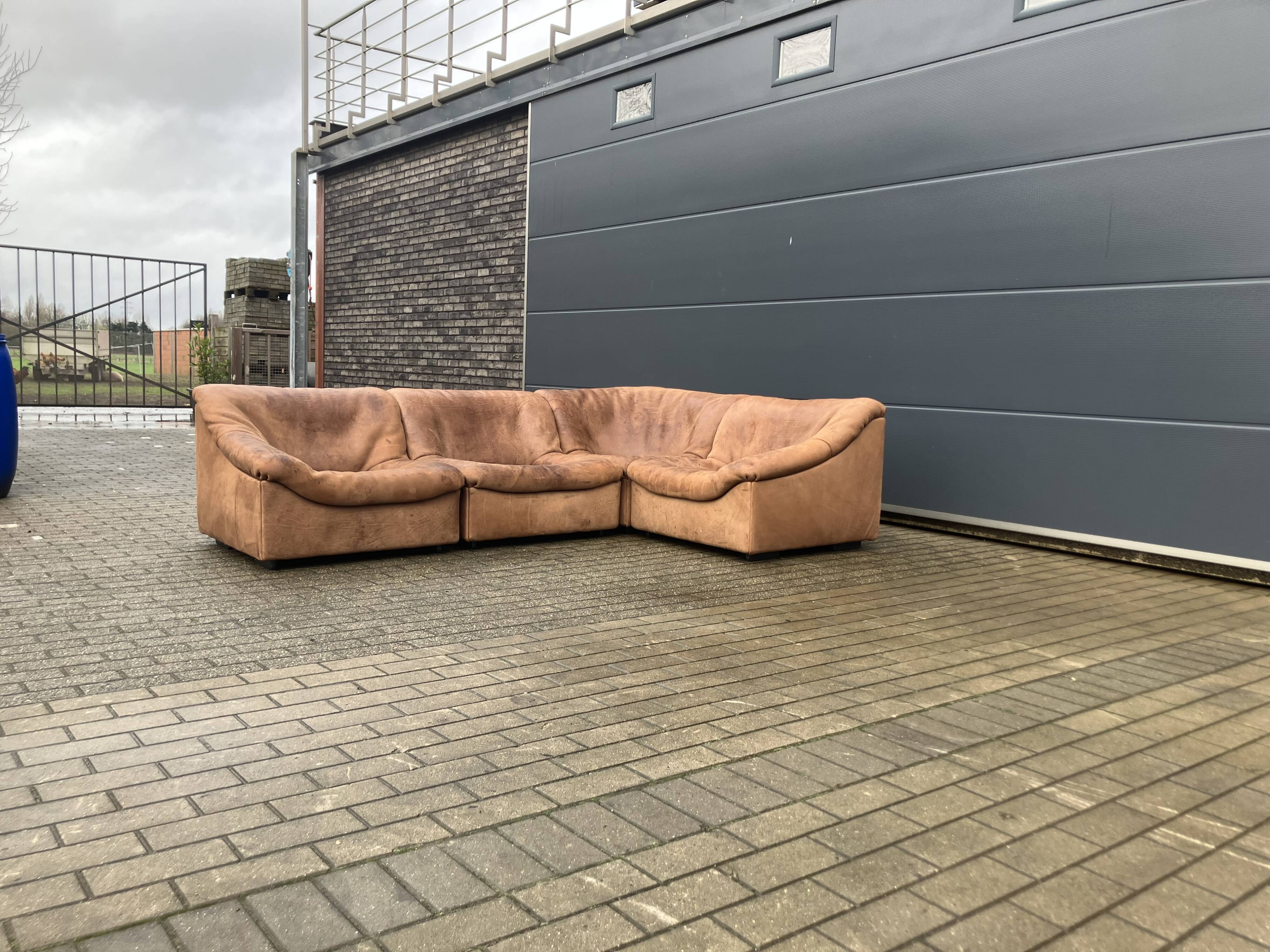 De Sede Ds46 Modulair 5mm Buffel leather NECK Cognac Bruin