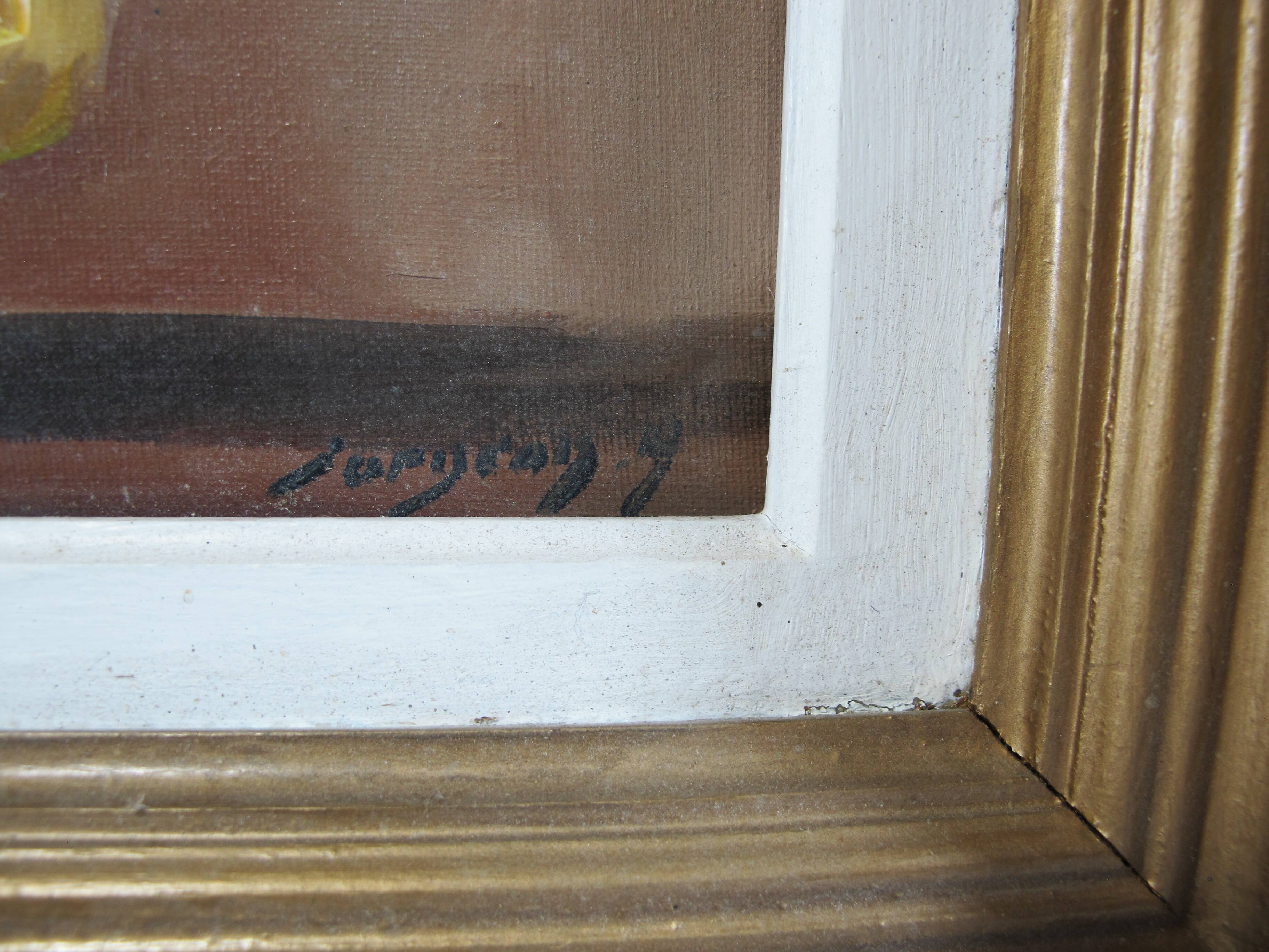 Oil on canvas still life vase bouquet of flowers signed