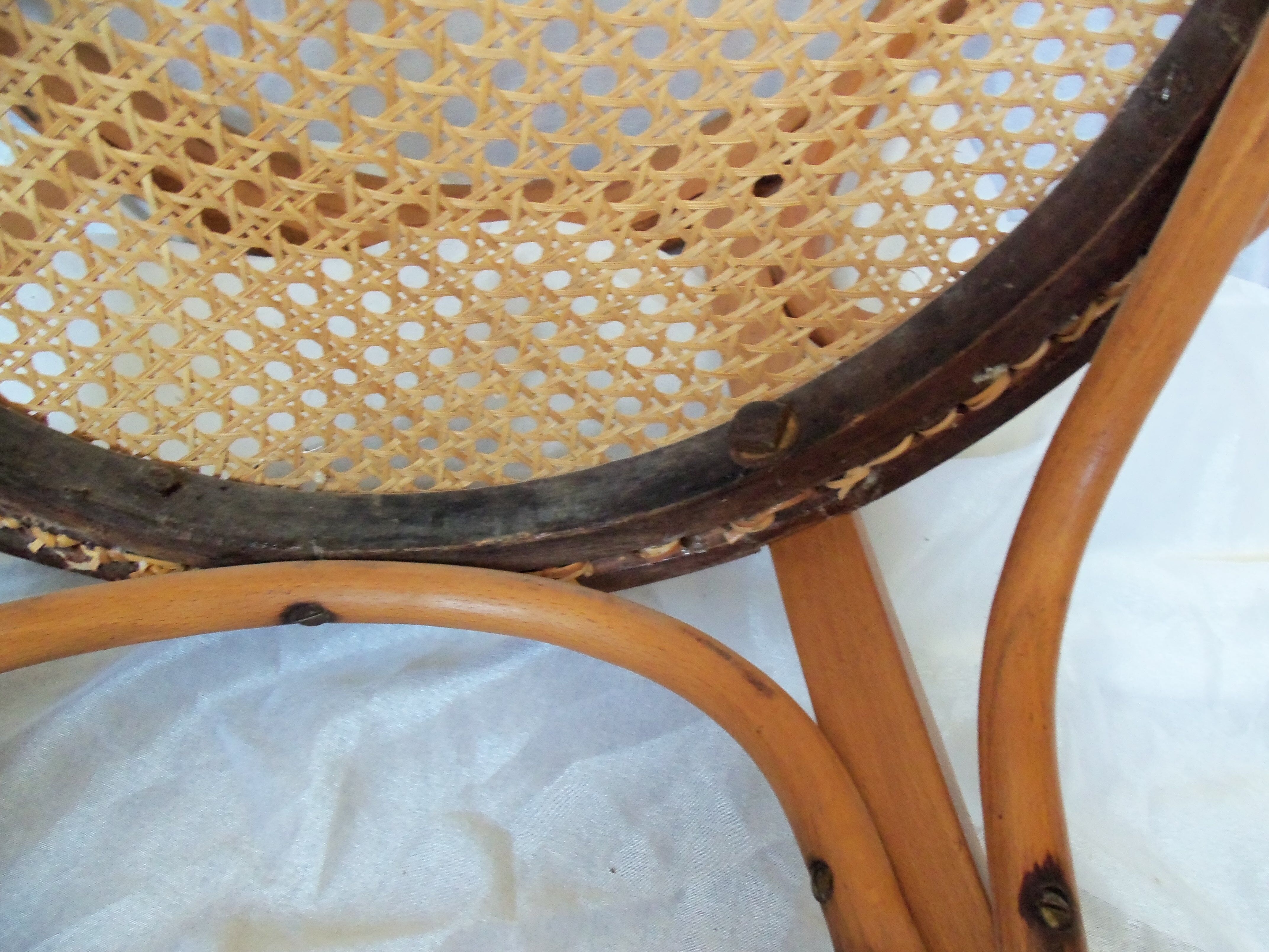 Curved beech cane office chair