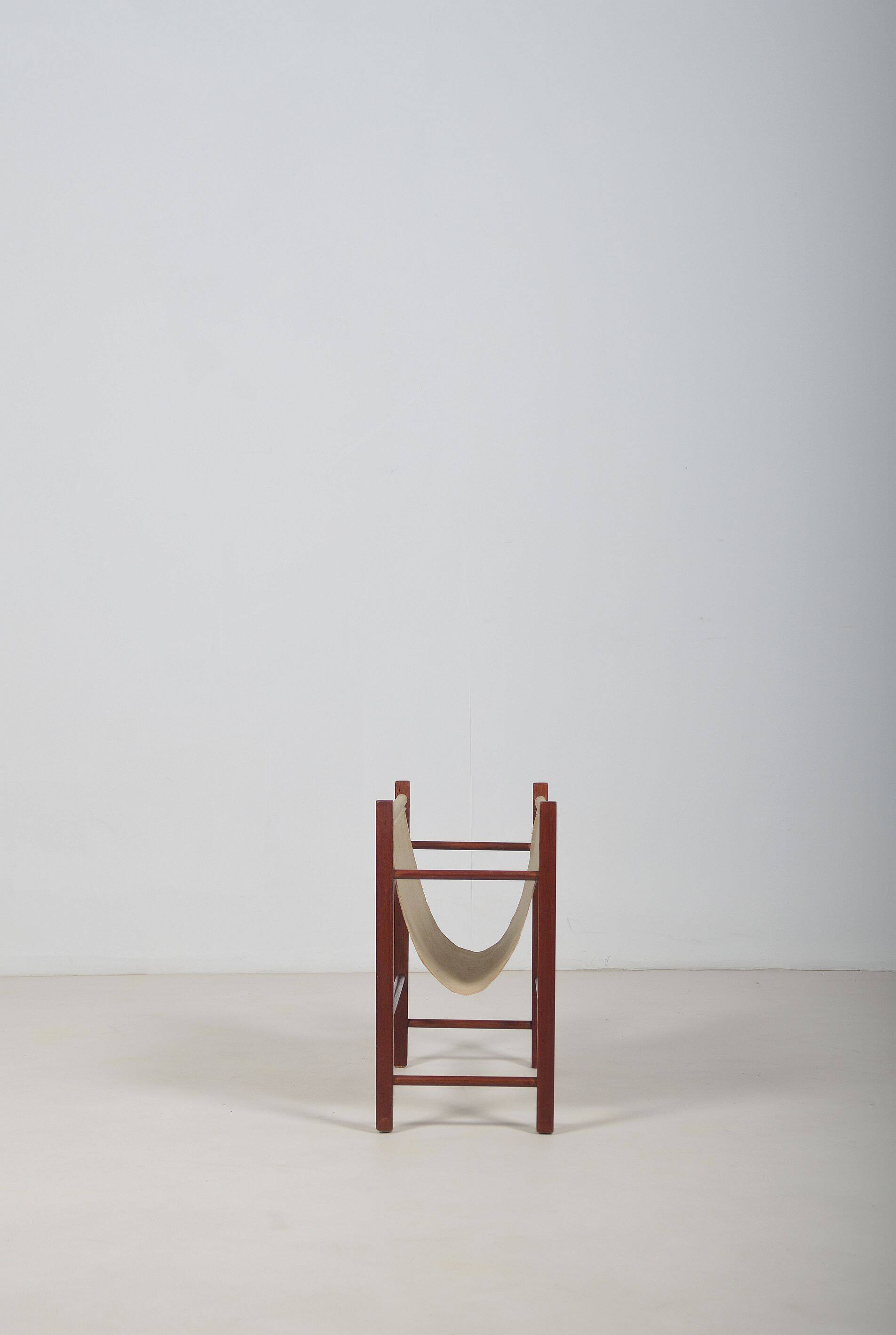 Danish magazine holder with teak and linen, 1960s