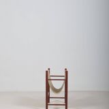Danish magazine holder with teak and linen, 1960s