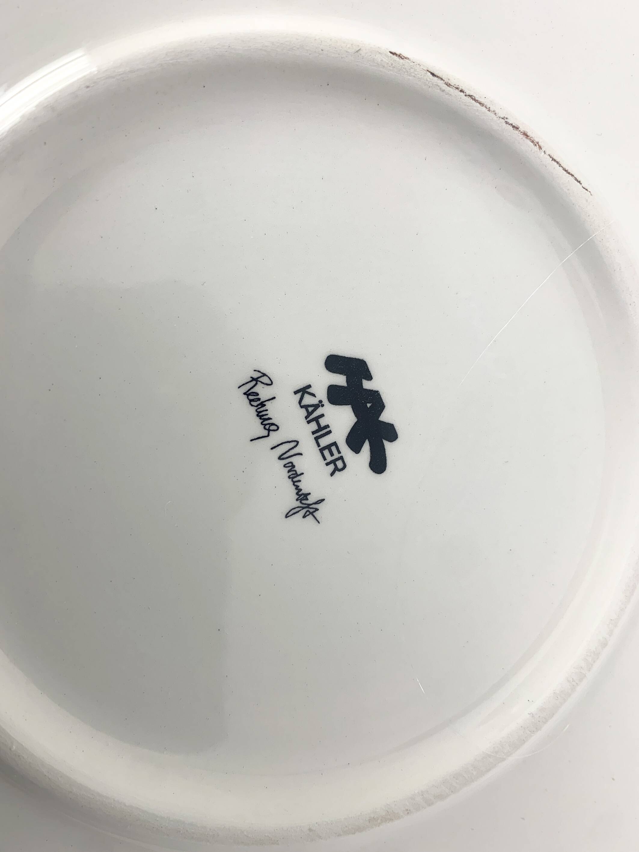 Large ceramic bowl or dish from Kähler, Denmark, striped pattern