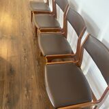 Suite of 4 Scandinavian teak and imitation leather chairs, Dyrlund edition, 1960, mid-century