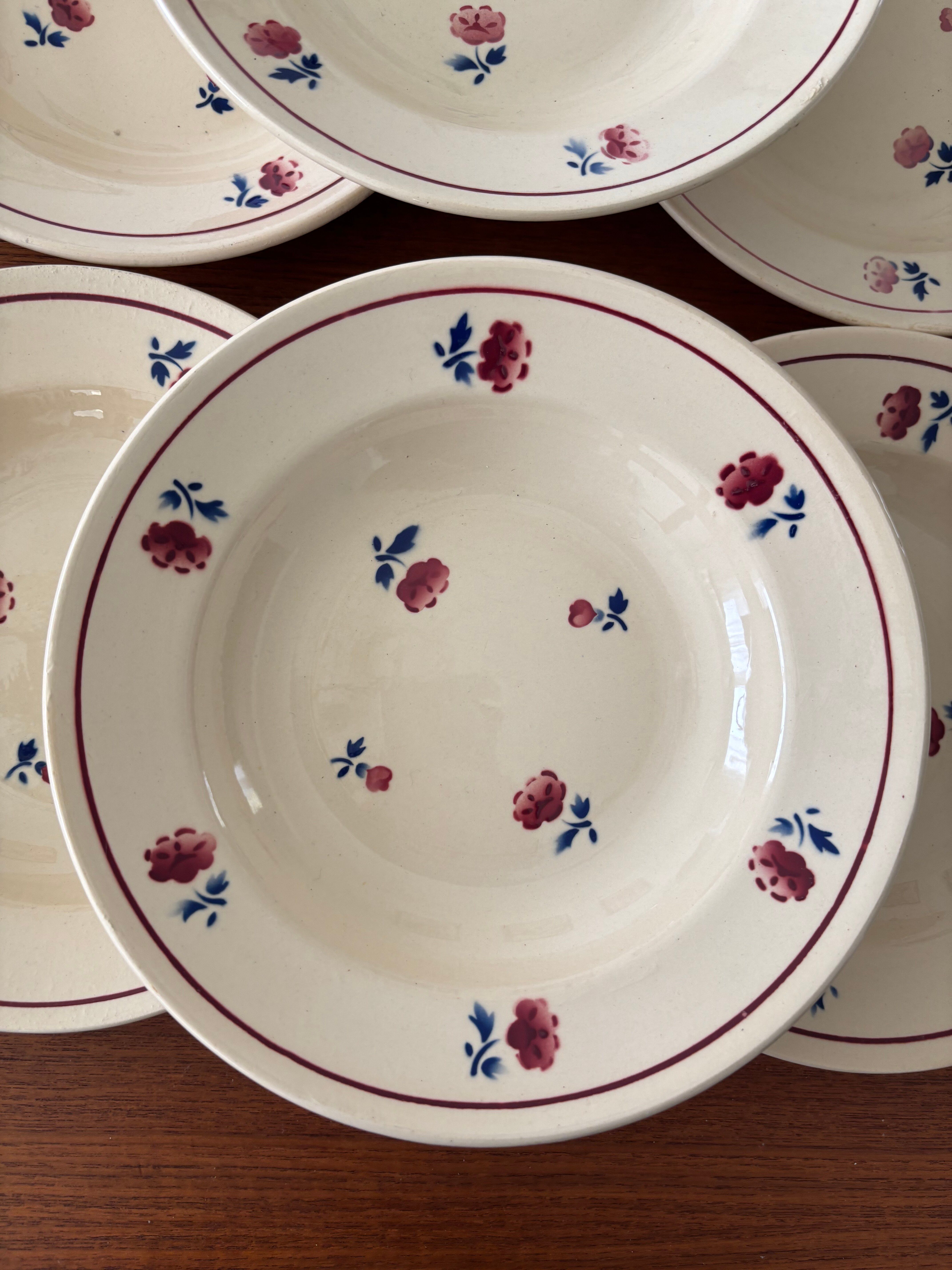 Set of 6 deep plates Badonviller model Jean – Antique crockery