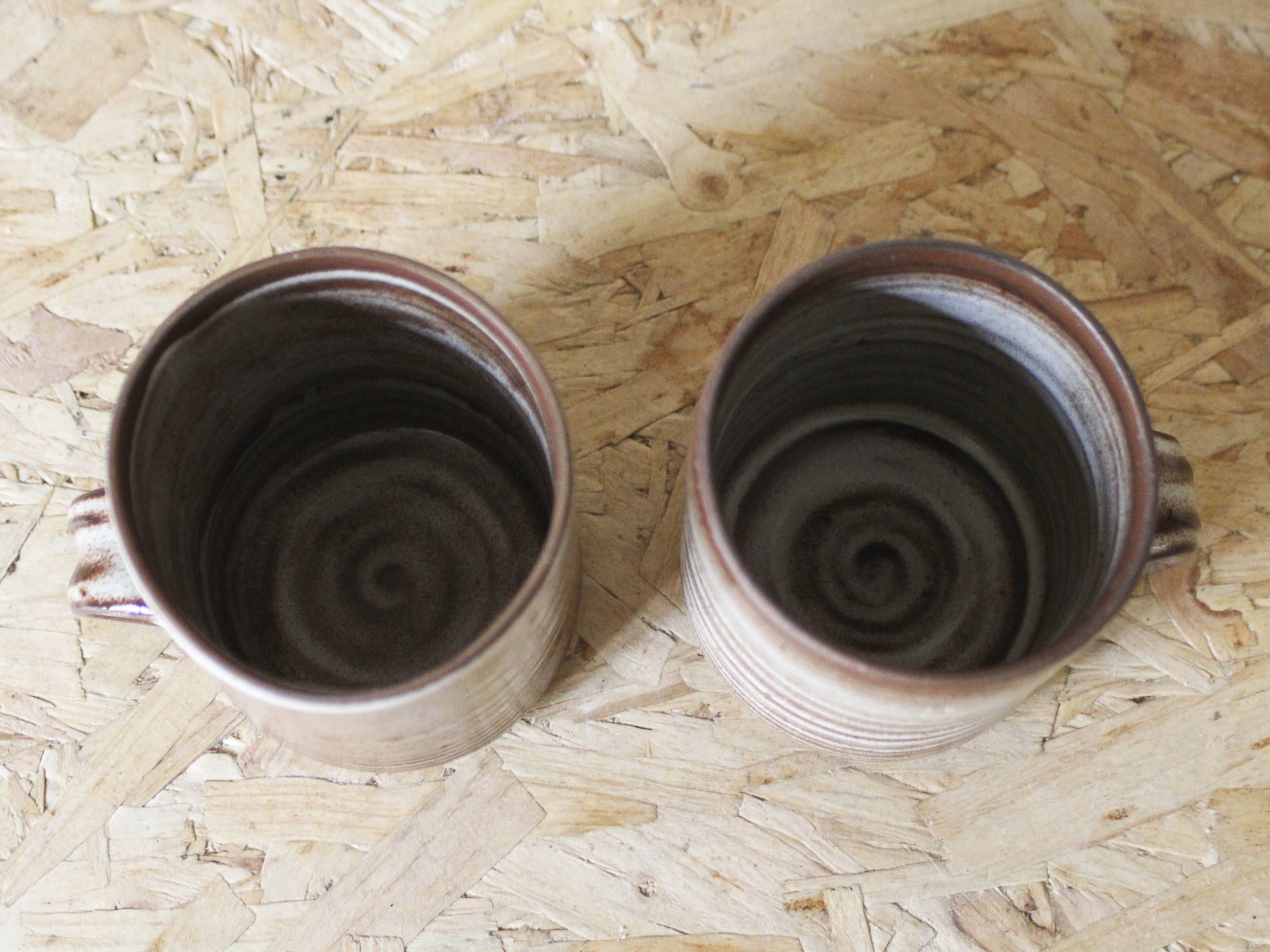 Pair of Roger Jacques Puisaye enameled stoneware cups