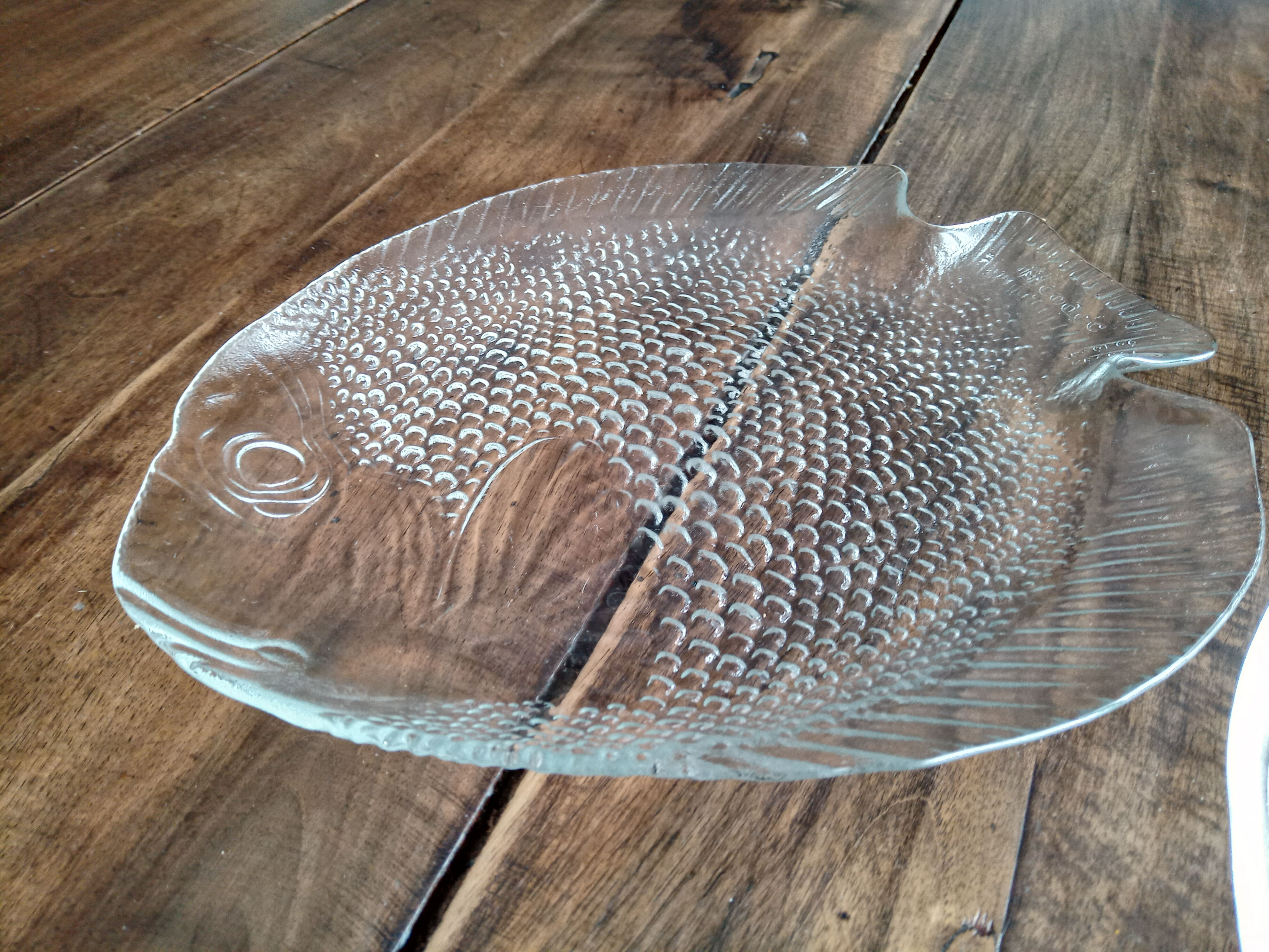 Set of 2 vintage fish dishes in glass Arcoroc France