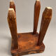 Vintage sculptural solid wood stool, brutalist style.
