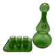 Service à liqueur Biot verre soufflé vert bullé carafe 6 verres plateau