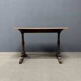 Table de bistrot ancienne française avec plateau en bois d'orme clair