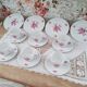 Coffee set 16 pieces porcelain bavaria white décor pink roses