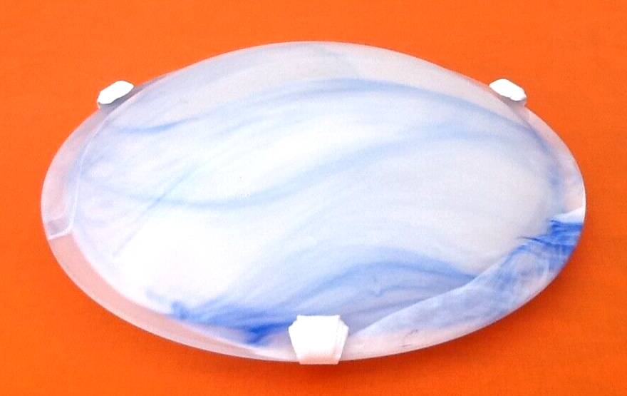 Wall lamp / ceiling lamp Satin curved glass cover with marbled blue effect...