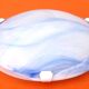 Wall lamp / ceiling lamp Satin curved glass cover with marbled blue effect...